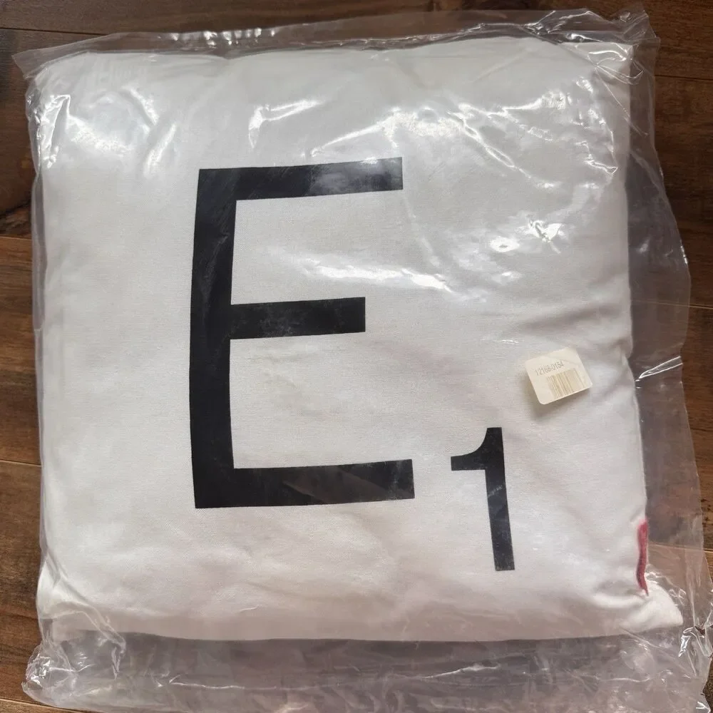 Scrabble Letter “E” Cushion Throw Pillow 16”x16” NWT Board Game Wild & Wolf
